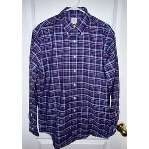 Brooks Brothers Non-Iron The Original Polo Shirt Button Blue/Red Plaid Size: Med